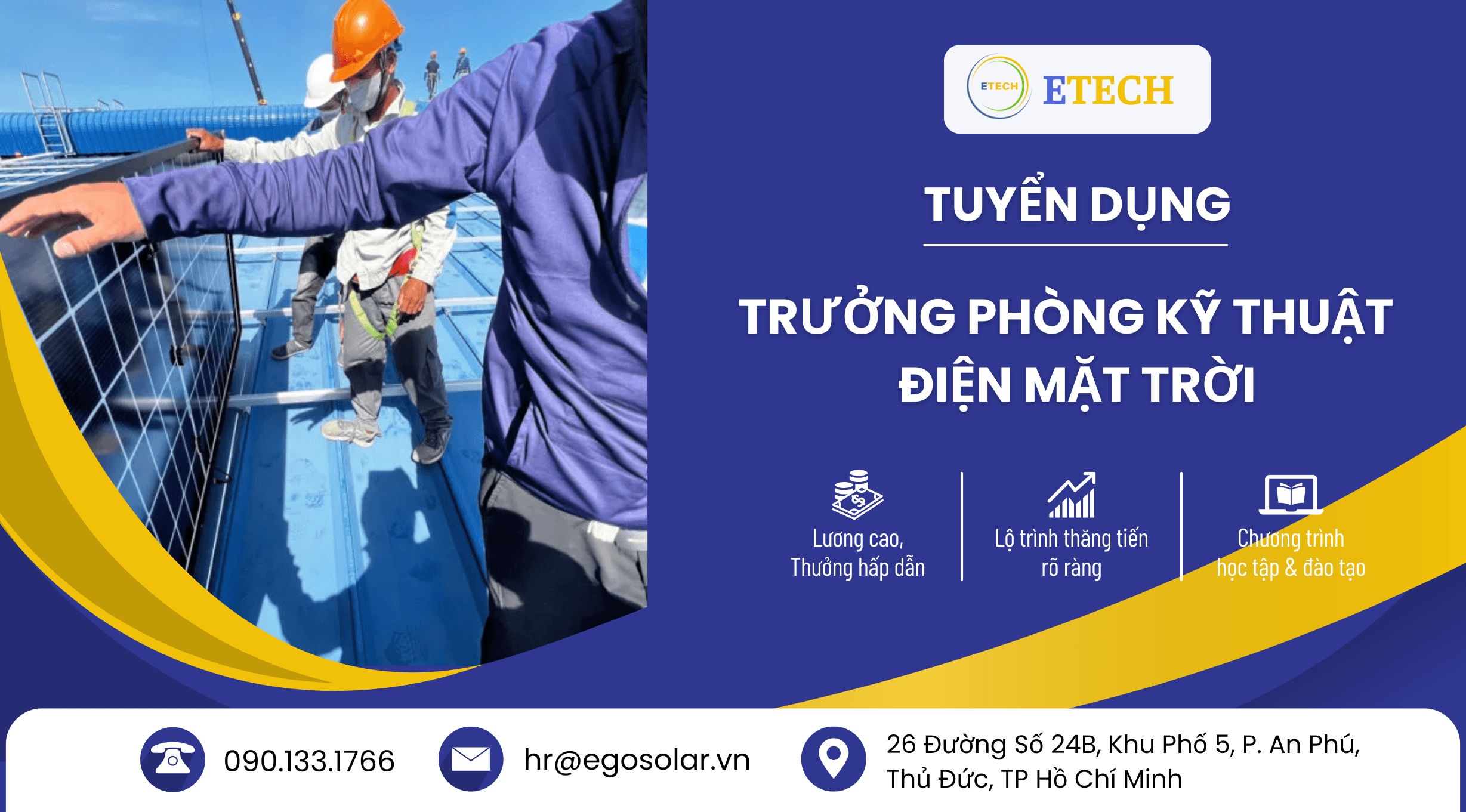 Tuyển dụng Trưởng phòng Kỹ thuật điện năng lượng mặt trời – LƯƠNG HẤP DẪN, CƠ HỘI PHÁT TRIỂN