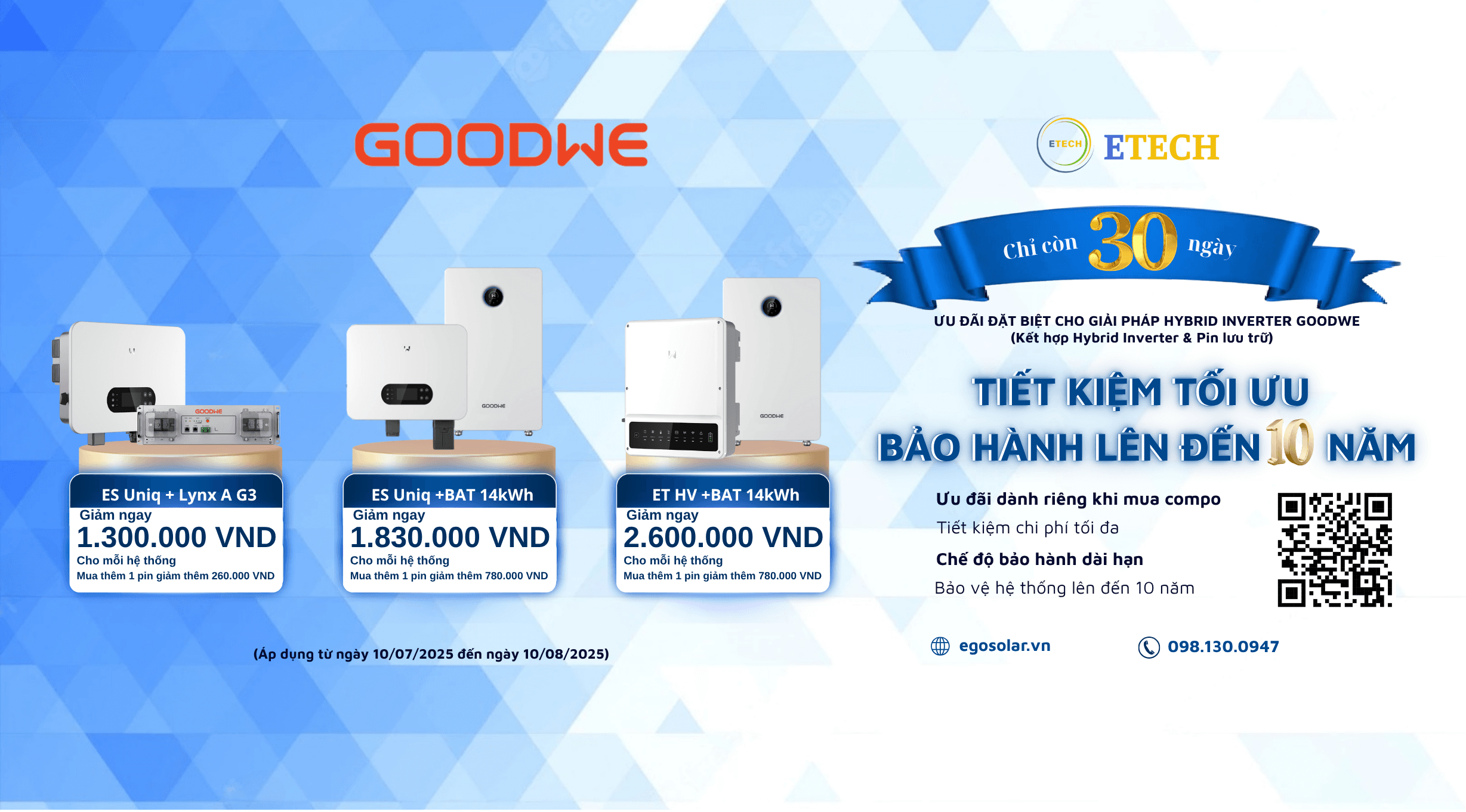 COMBO HYBRID GOODWE ƯU ĐÃI GIỚI HẠN THỜI GIAN!